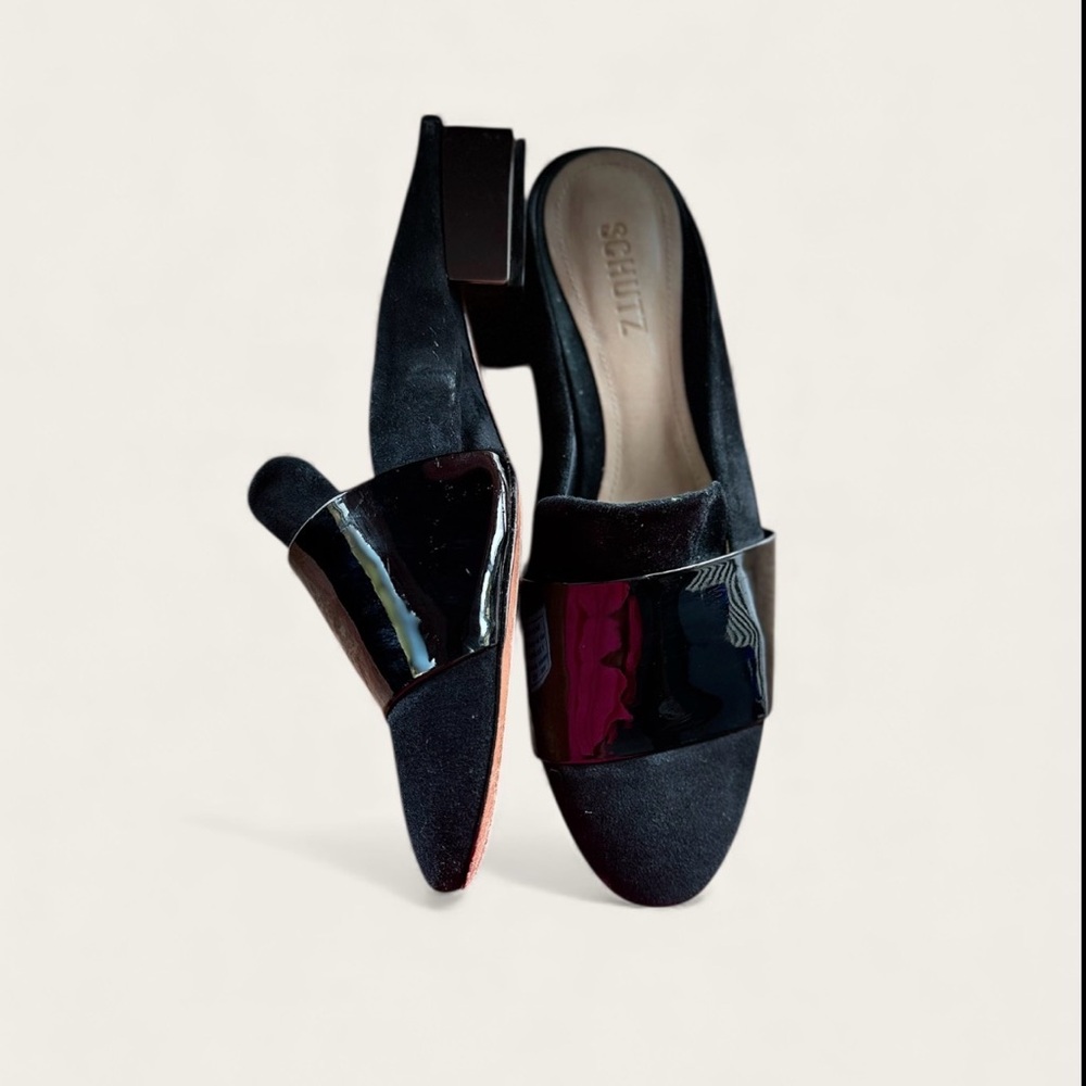 SCHUTZ Glossy Black Mules